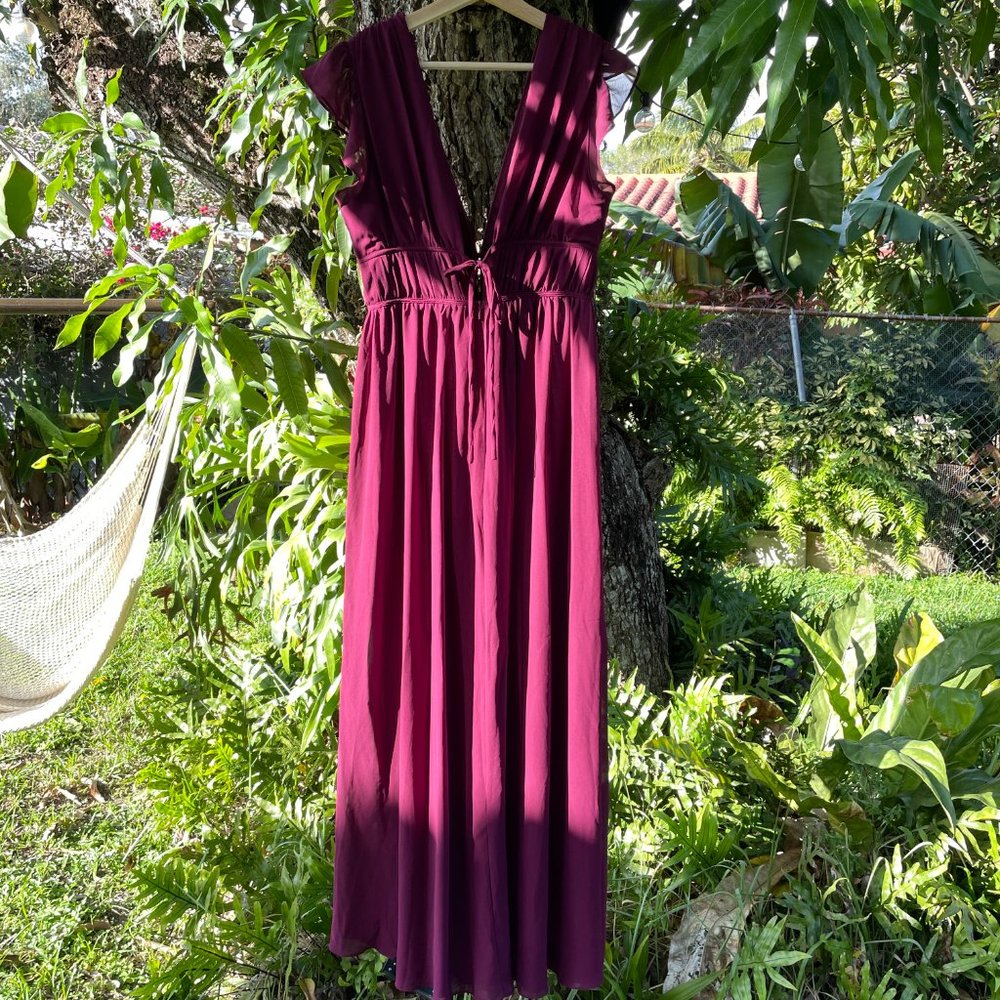 Burgundy Ruffled Maxi Dress - Picture 5 of 5